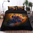 Cute Baby Tiger Bedded Down In The Grass Safe And Cozy Fireflies Bedding Set