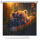 Cute Baby Tiger Bedded Down In The Grass Shower Curtain