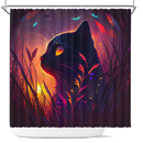 Cute Black Cat Bedded Down In The Grass Safe Shower Curtain