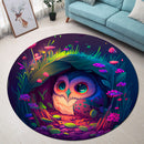 Cute Owl Bedded Down In The Grass Round Rug