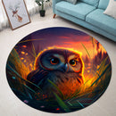 Cute Owl Bedded Down In The Grass 2 Round Rug