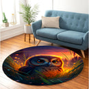 Cute Owl Bedded Down In The Grass 2 Round Rug