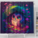 Cute Owl Bedded Down In The Grass Safe And Cozy Firefl Shower Curtain