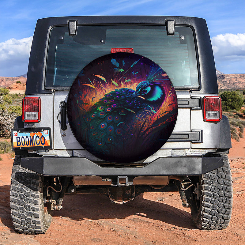 Cute Peacock Bedded Down In The Grass Safe And Cozy Jeep Car Spare Tire Covers Gift For Campers