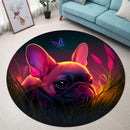 Cute Pink Baby French Bulldog Bedded Down In The Grass Round Rug