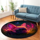 Cute Pink Baby French Bulldog Bedded Down In The Grass Round Rug