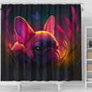 Cute Pink Baby French Bulldog Bedded Down In The Grass Shower Curtain