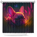 Cute Pink Baby French Bulldog Bedded Down In The Grass Shower Curtain