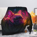 Cute Pink Baby French Bulldog Bedded Down In The Grass Safe And Cozy Fireflies Moonlight Premium Blanket