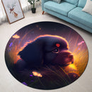 Cute Puppy Bedded Down In The Grass Round Rug