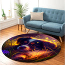 Cute Puppy Bedded Down In The Grass 4 Round Rug