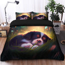 Cute Puppy 6 Bedded Down In The Grass Safe And Cozy Fireflies Bedding Set