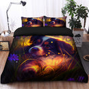 Cute Puppy 2 Bedded Down In The Grass Safe And Cozy Fireflies Bedding Set