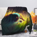 Cute Puppy Bedded Down In The Grass Safe And Cozy Fireflies Moonlight Premium Blanket