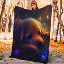 Cute Puppy 2 Bedded Down In The Grass Safe And Cozy Fireflies Moonlight Premium Blanket