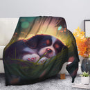 Cute Puppy 4 Bedded Down In The Grass Safe And Cozy Fireflies Moonlight Premium Blanket