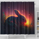Cute Rabbit Bedded Down In The Grass Shower Curtain