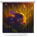 Cute Rabbit Bedded Down In The Grass 1 Shower Curtain