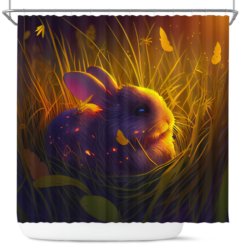 Cute Rabbit Bedded Down In The Grass 1 Shower Curtain