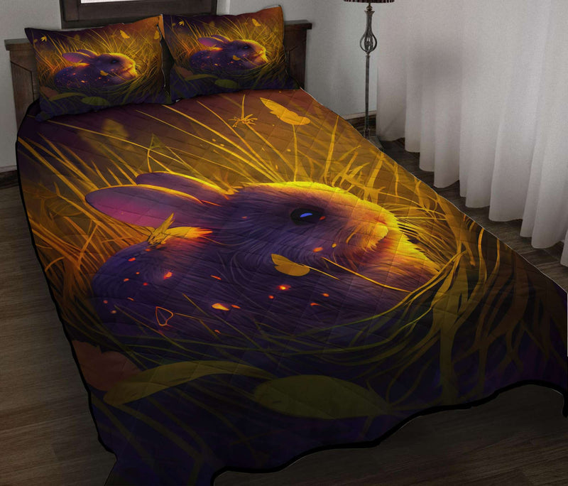 Cute Rabbit 2 Bedded Down In The Grass Quilt Bed Sets