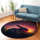 Cute Abbit Bedded Down In The Grass Round Rug