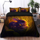 Cute Rabbit 2 Bedded Down In The Grass Safe And Cozy Fireflies Bedding Set