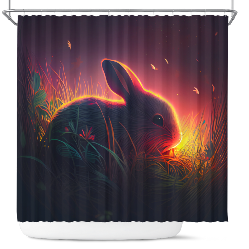Cute Rabbit Bedded Down In The Grass Shower Curtain