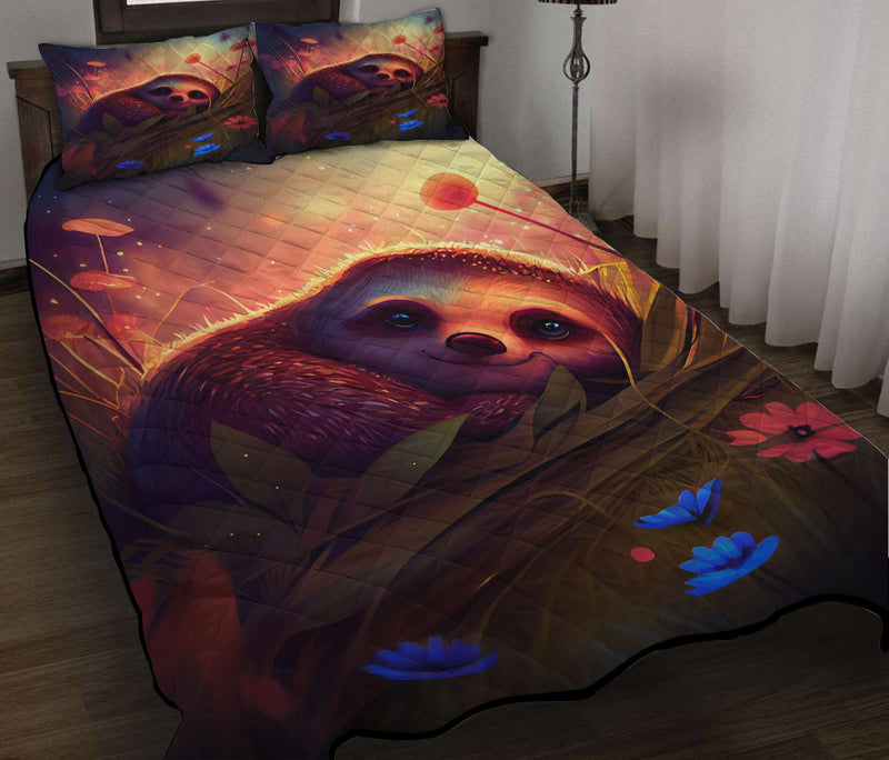 Cute Sloth Bedded Down In The Grass Quilt Bed Sets