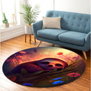 Cute Sloth Bedded Down In The Grass Round Rug