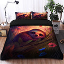 Cute Sloth Bedded Down In The Grass Safe And Cozy Fireflies Bedding Set