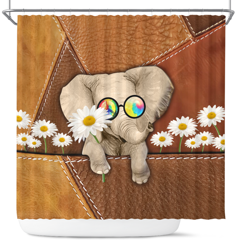 Cute Elephant Flower Shower Curtain Nearkii