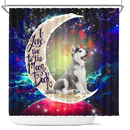 Cute Husky Love You To The Moon Galaxy Shower Curtain Nearkii