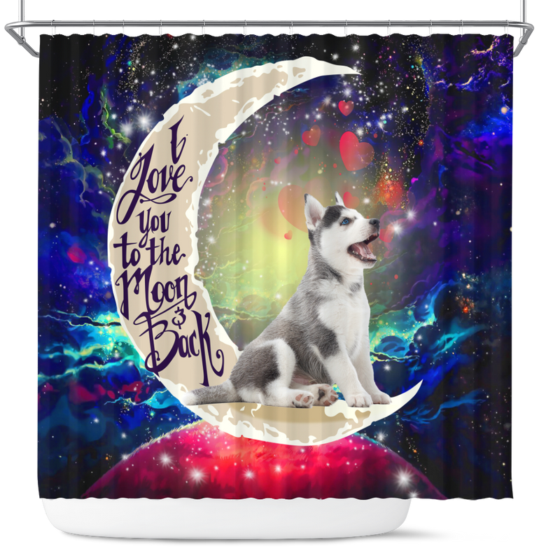 Cute Husky Love You To The Moon Galaxy Shower Curtain Nearkii