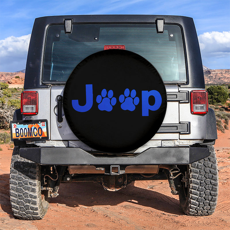 Blue Jeep Side Fender Dog Paws Car Spare Tire Covers Gift For Campers Nearkii