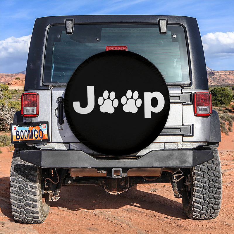 White Jeep Side Fender Dog Paws Car Spare Tire Covers Gift For Campers Nearkii
