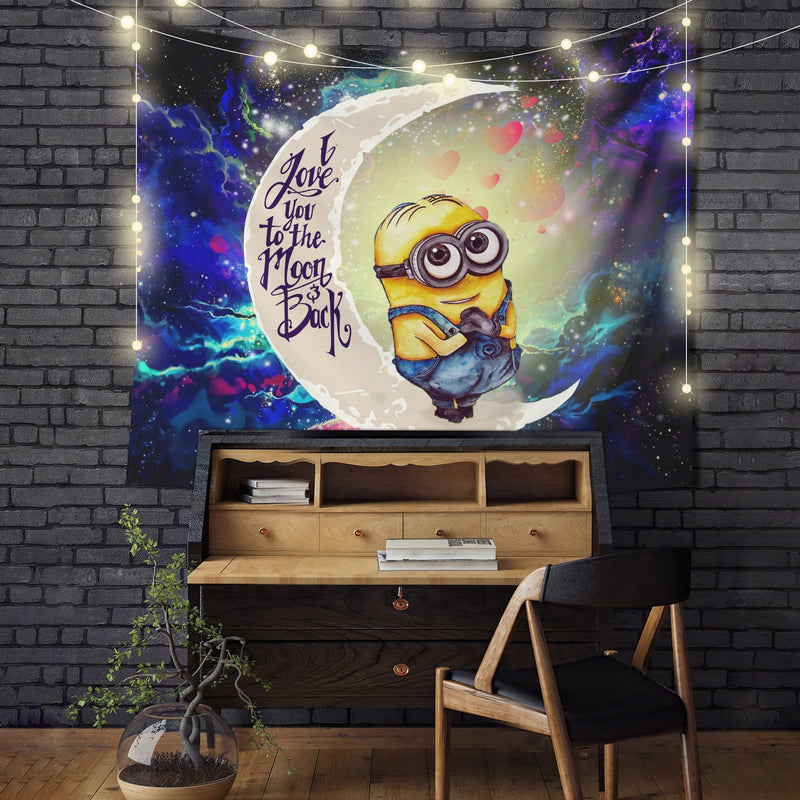 Cute Minions Despicable Me Moon And Back Galaxy Tapestry Room Decor Nearkii