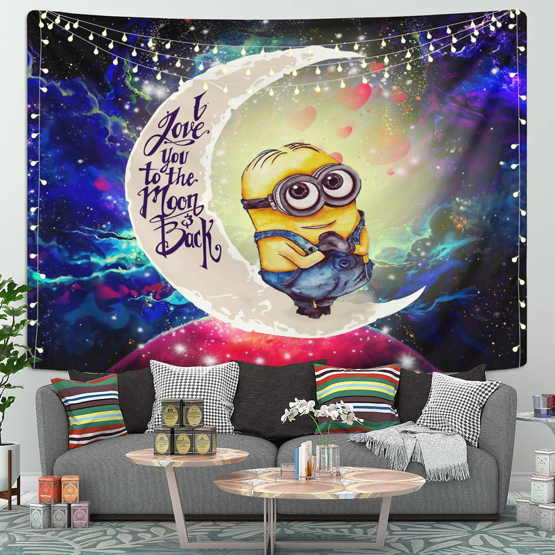 Cute Minions Despicable Me Moon And Back Galaxy Tapestry Room Decor Nearkii