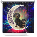 Dachshund Couple Love You To The Moon Galaxy Shower Curtain Nearkii