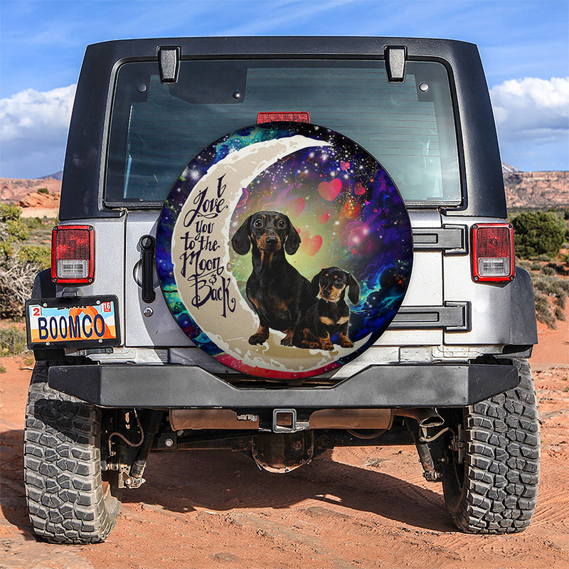 Dachshund Couple Love You To The Moon Galaxy Car Spare Tire Covers Gift For Campers Nearkii