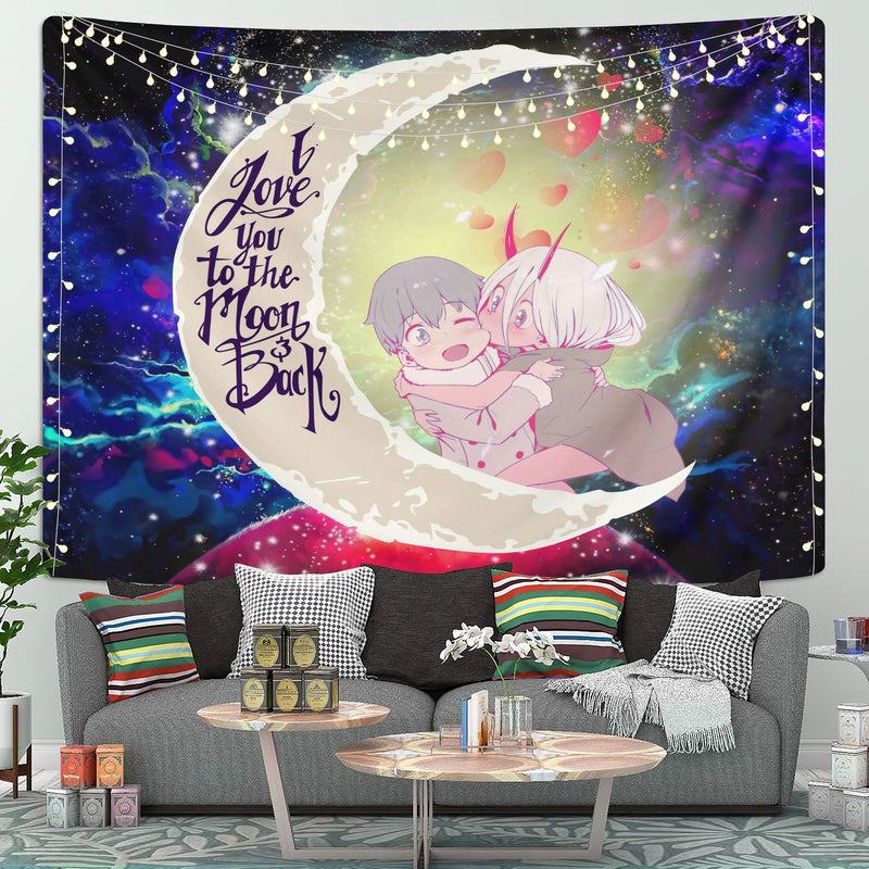 Darling In The Franxx Hiro And Zero Two Moon And Back Galaxy Tapestry Room Decor Nearkii