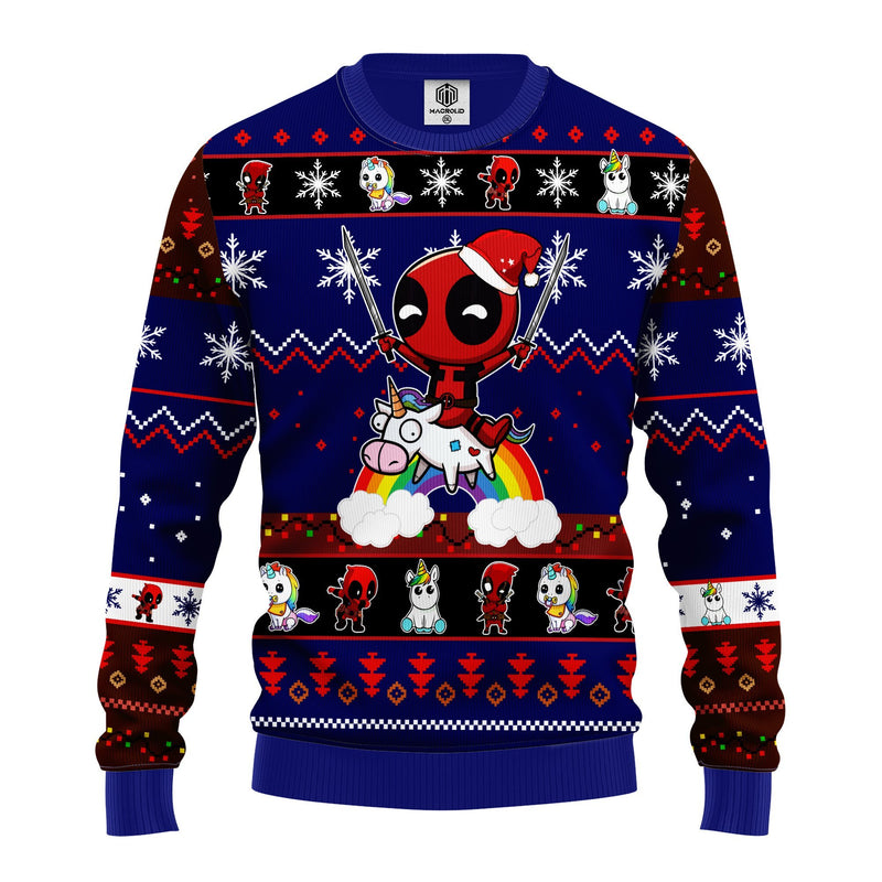 Deadpool Unicorn Christmas Sweater Blue 1 Amazing Gift Idea Thanksgiving Gift Nearkii
