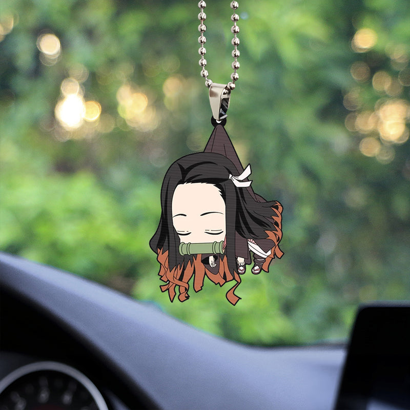 Cute Anime Demon Slayer Nezuko Car Ornament Custom Car Accessories Decorations