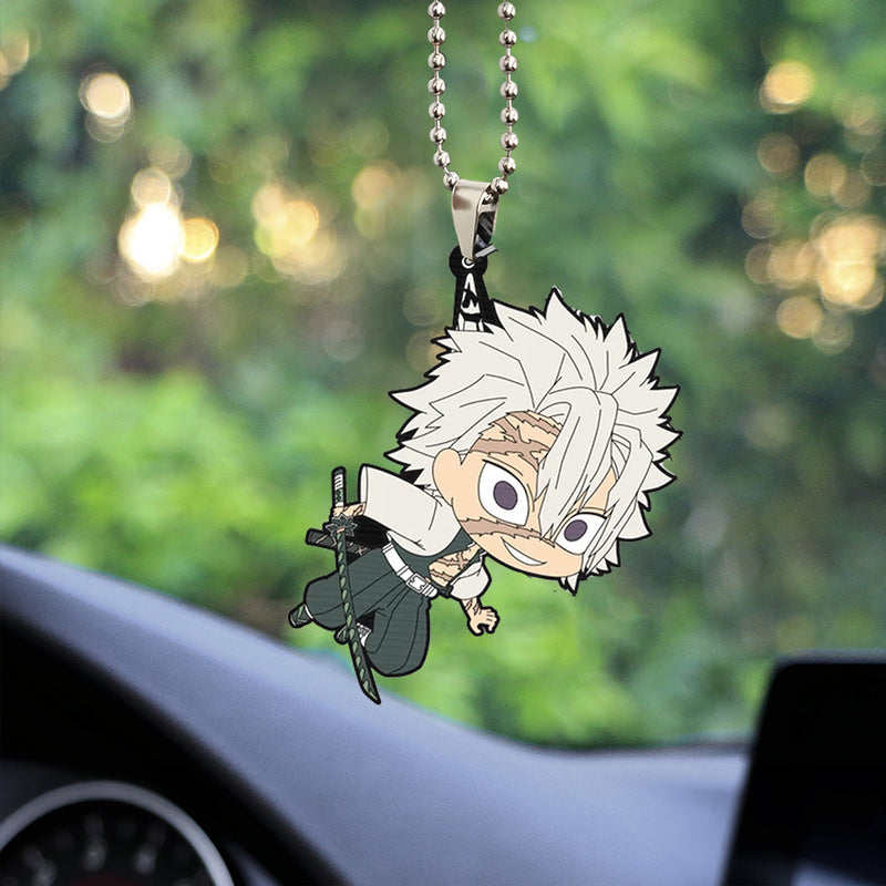 Cute Anime Demon Slayer Sanemi Shinazugawa Car Ornament Custom Car Accessories Decorations