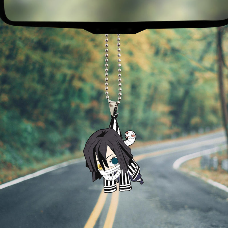 Cute Anime Demon Slayer Obanai Iguro Car Ornament Custom Car Accessories Decorations