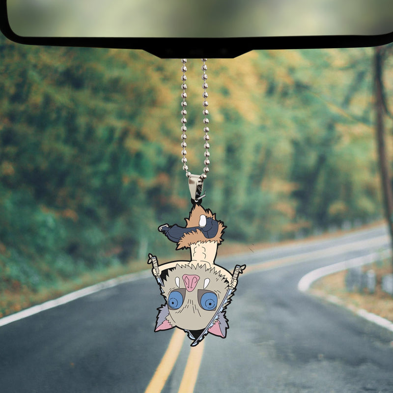 Cute Anime Demon Slayer Inosuke Car Ornament Custom Car Accessories Decorations