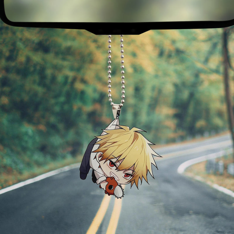 Cute Anime Chainsaw Man Denji Pochita Car Ornament Custom Car Accessories Decorations
