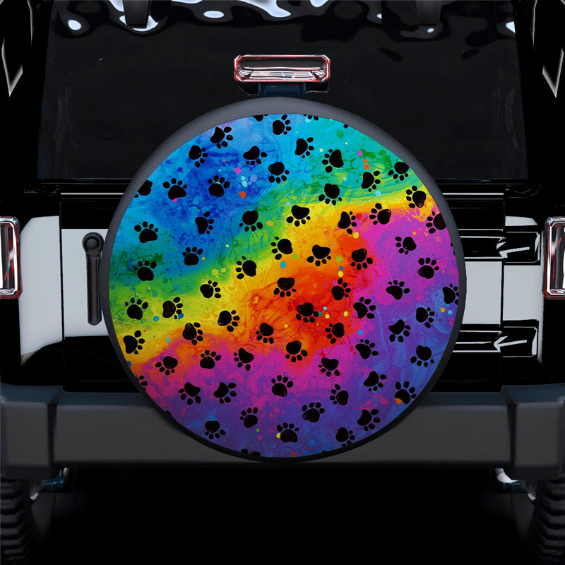 Dog Paw Color Car Spare Tire Covers Gift For Campers Nearkii