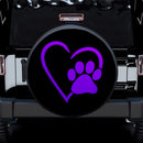 Dog Paw Heart Purple Car Spare Tire Covers Gift For Campers Nearkii