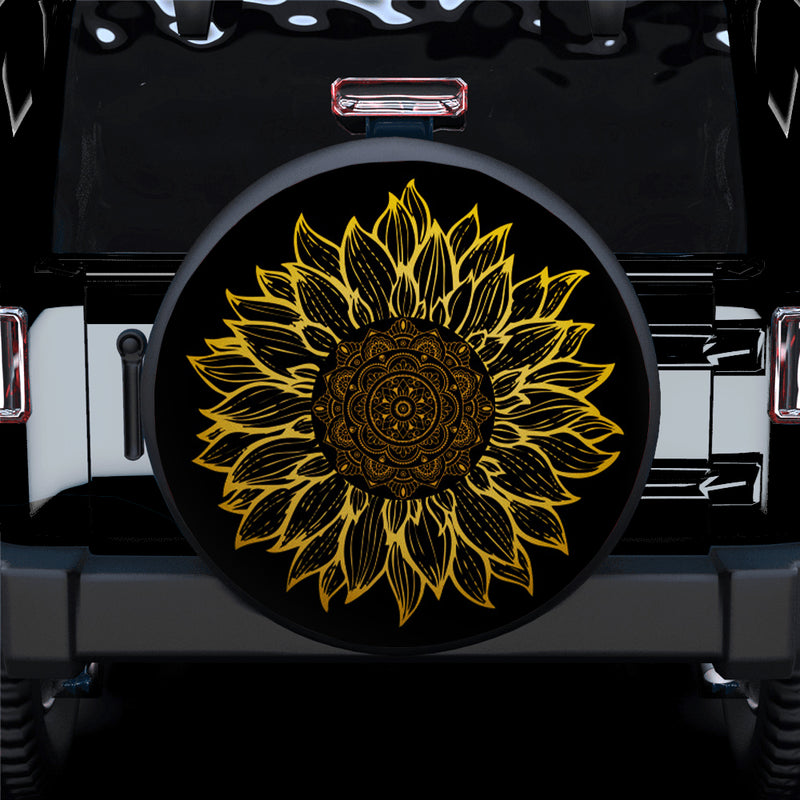 Drawing Sunflower Mandala Car Spare Tire Covers Gift For Campers Nearkii