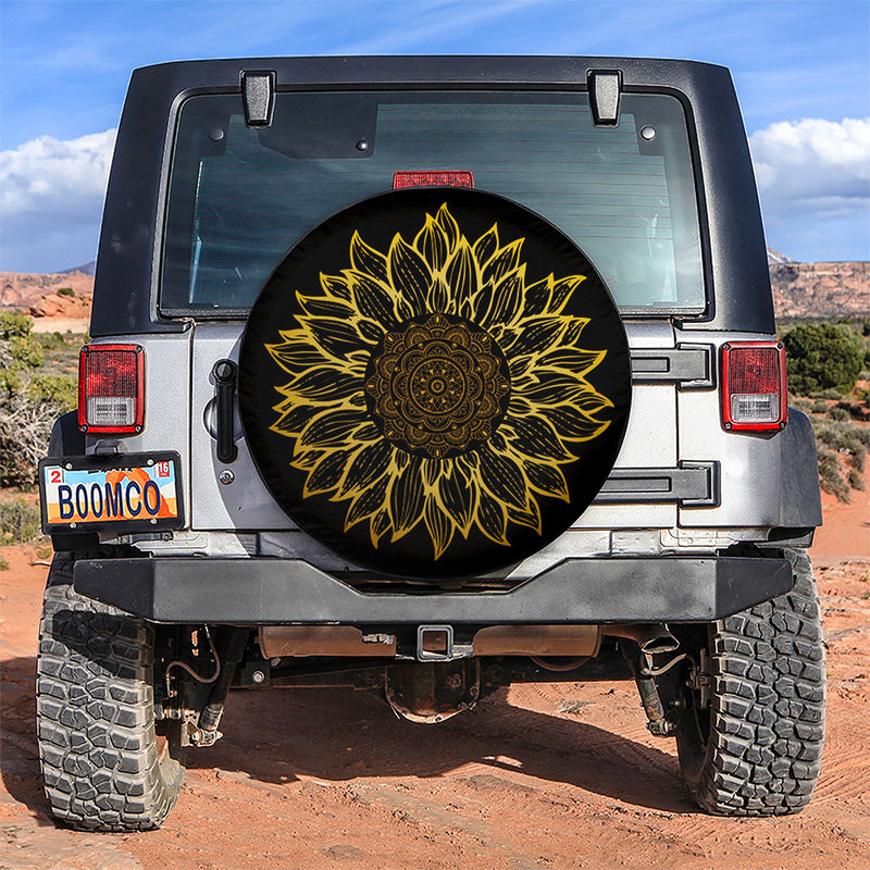 Drawing Sunflower Mandala Car Spare Tire Covers Gift For Campers Nearkii